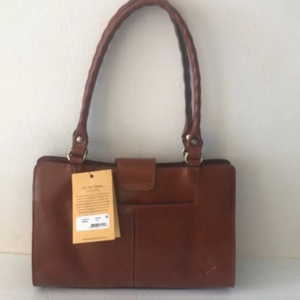 Patricia NASH Rosina Leather Cut Out Tooled Shoulder Handbag Tan